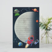 Moon Space Rocket Astronaut UFO Alien Children Briefpapier (Stehend Vorderseite)