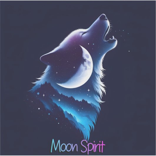 Moon Spirit - Wolf Design Sticker (Vorderseite)