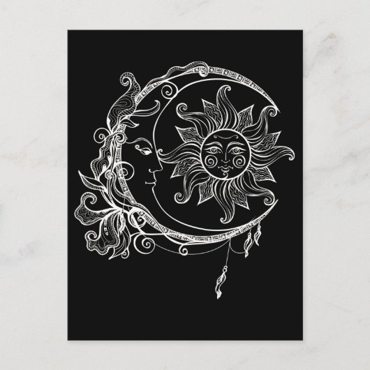 Moon Spiritual Crescent Sun Astronomie Sterne Postkarte (Vorderseite)