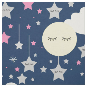 Moon Star Cloud Baby Girl Kinderzimmer Stoff