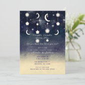 Moon Star Glow Celestial Watercolor Babydusche Einladung (Stehend Vorderseite)