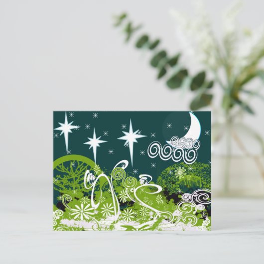 Moon Star Tree Paint Platsch Postkarte (Stehend Vorderseite)