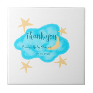 Moon Star Wolken Aquarell Babydusche geben Namen Fliese