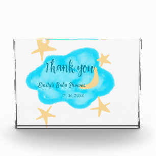 Moon Star Wolken Aquarell Babydusche geben Namen Fotoblock