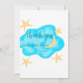 Moon Star Wolken Aquarell Babydusche geben Namen Save The Date (Rückseite)