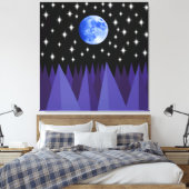 Moon Starlight Stretched Canvas Print Leinwanddruck (Insitu (Schlafzimmer))