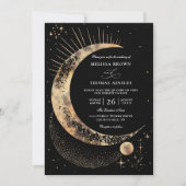 Moon Starry Night Boho Budget QR Code Wedding Einladung (Vorderseite)