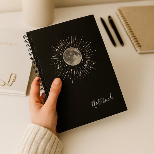 "Moon & Stars Abstraktes kosmisches Notebook Notizblock