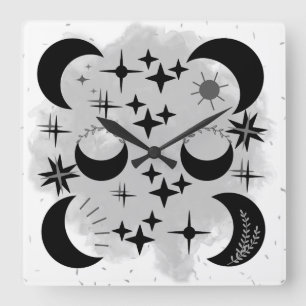 MOON & STARS Acrylwand Quadratische Wanduhr