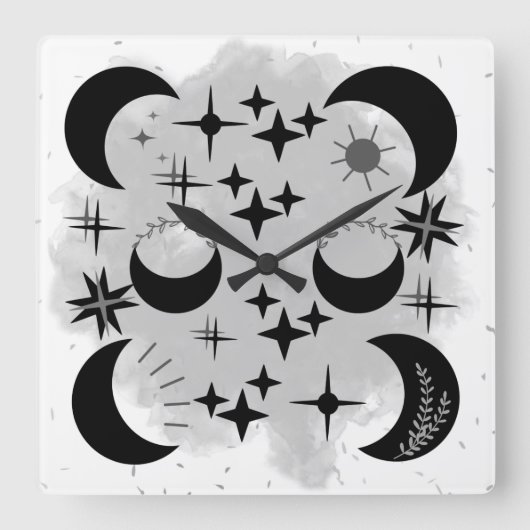 MOON & STARS Acrylwand Quadratische Wanduhr (Vorderseite)
