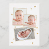 Moon Stars Arch Foto Beige Geburtsankündigung Folieneinladung (Rückseite)