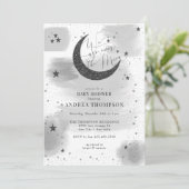 Moon Stars Baby Dusche Einladung (Stehend Vorderseite)