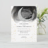 Moon Stars Baby Dusche Einladung (Stehend Vorderseite)