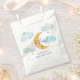 Moon & Stars Baby Shower Blue Clouds paper bag Geschenktütchen