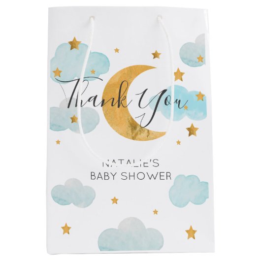 Moon & Stars Baby Shower Bolsa de regalo Medium Mittlere Geschenktüte (Vorderseite)