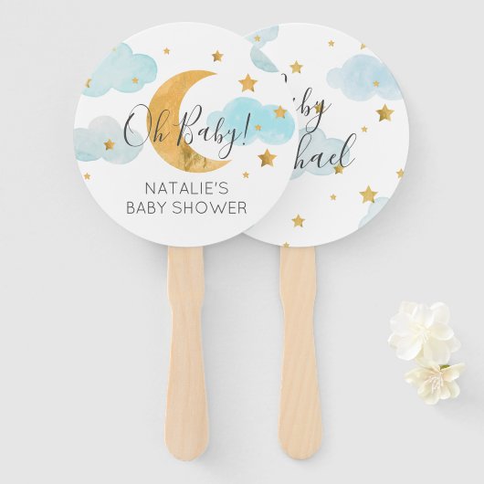 Moon & Stars  Baby Shower Fächer (Vorne und Hinten)