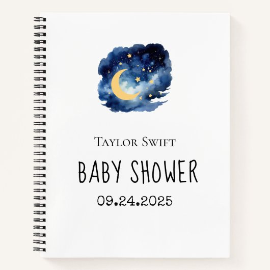 Moon & Stars Baby Showtracker Notizblock (Vorderseite)