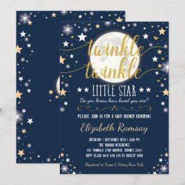 Moon & Stars Babydusche Navy Gold Twinkle Twinkle Einladung