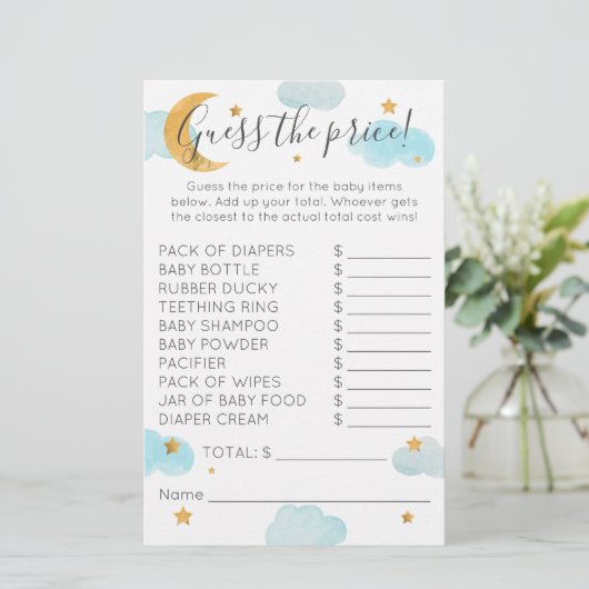 Moon & Stars Babydusche Wolken Rate den Preis (Stehend Vorderseite)