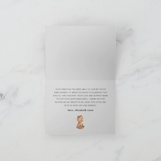 Moon Stars Bear Baby Dusche Dankeskarte (Innenseite)