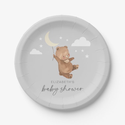 Moon Stars Bear Baby Duschpapier Teller (Vorderseite)