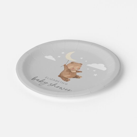 Moon Stars Bear Baby Duschpapier Teller (Schrägansicht)