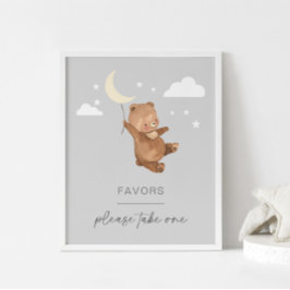 Moon Stars Bear Baby Duwer Favorit Schild