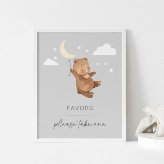 Moon Stars Bear Baby Duwer Favorit Schild