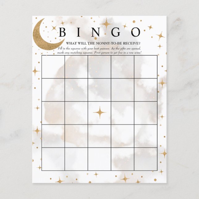 Moon Stars Bingo | Baby Showspiele (Vorderseite)