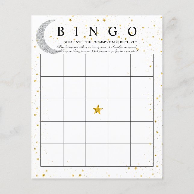 Moon Stars Bingo | Baby Showspiele (Vorderseite)