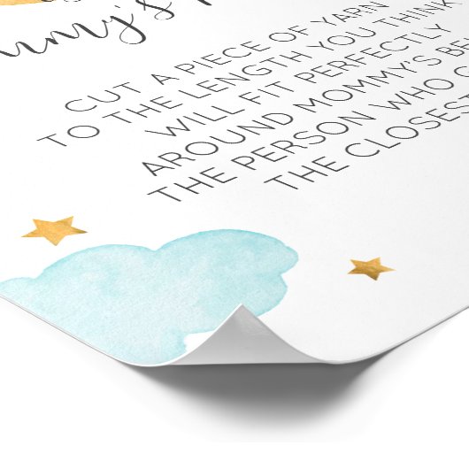 Moon & Stars blau Wie groß ist Mommys Bauch? Poster (Ecke)