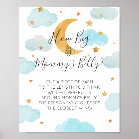 Moon & Stars blau Wie groß ist Mommys Bauch? Poster (Vorne)