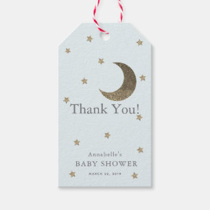 Moon & Stars Blue Baby Dusche Danke GIft Tag Geschenkanhänger