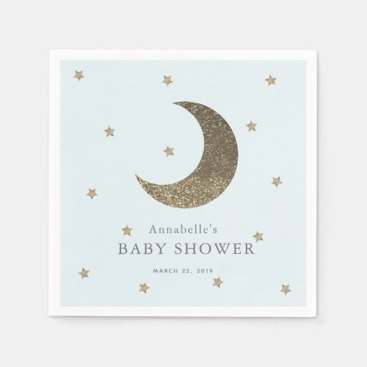 Moon & Stars Blue Baby Duschpapier Napkins Serviette (Vorderseite)
