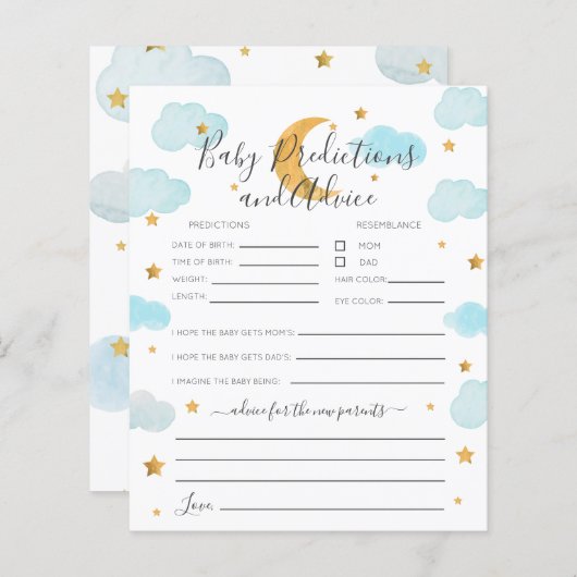 Moon & Stars Blue Baby Vorhersagen und Ratschläge (Vorne/Hinten)