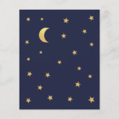 Moon Stars Blue Gold Budget Kinderdusche Einladung (Rückseite)