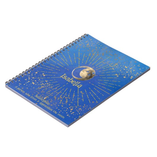 Moon Stars Blue Liebe Galaxy Sky Monogram Notebook Notizblock (Linke Seite)