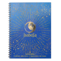Moon Stars Blue Liebe Galaxy Sky Monogram Notebook
