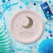 Moon & Stars Blush Pink Babydusche Papierplatte Pappteller (Party)