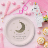 Moon & Stars Blush Pink Babydusche Papierplatte Pappteller (Party)