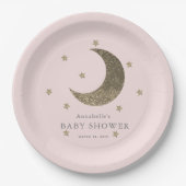 Moon & Stars Blush Pink Babydusche Papierplatte Pappteller (Vorderseite)
