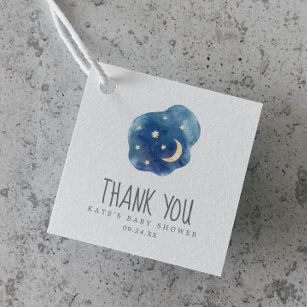 Moon & Stars Boy Baby Dusche Danke für die Tags Geschenkanhänger