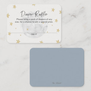 Moon Stars Boy Blue Diaper Raffle Baby Duschkarte Visitenkarte