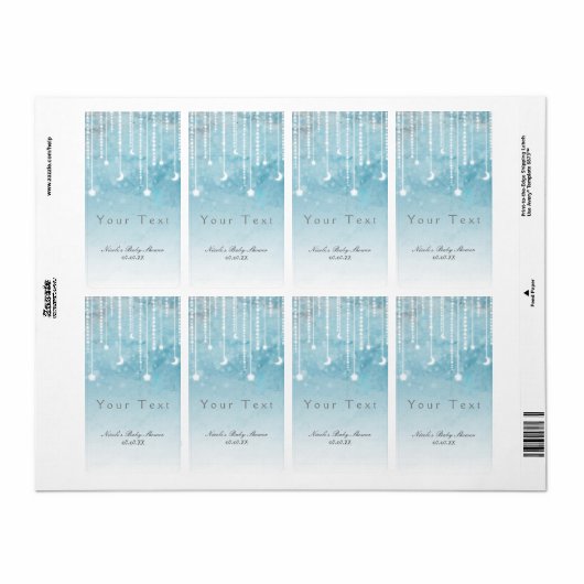 Moon & Stars Celestial Baby Dusche Label (Vorne)