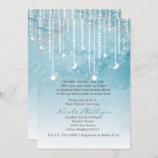 Moon & Stars Celestial Baby Shower Einladung (Vorne/Hinten)