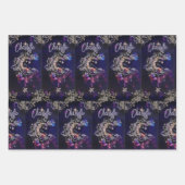 Moon Stars Celestial BoHo Tween Geschenk 3 Geschenkpapier Set (Vorderseite 3)