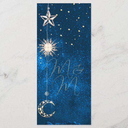 Moon Stars Celestial Night Elegantes Hochzeitsmenü Programm (Rückseite)