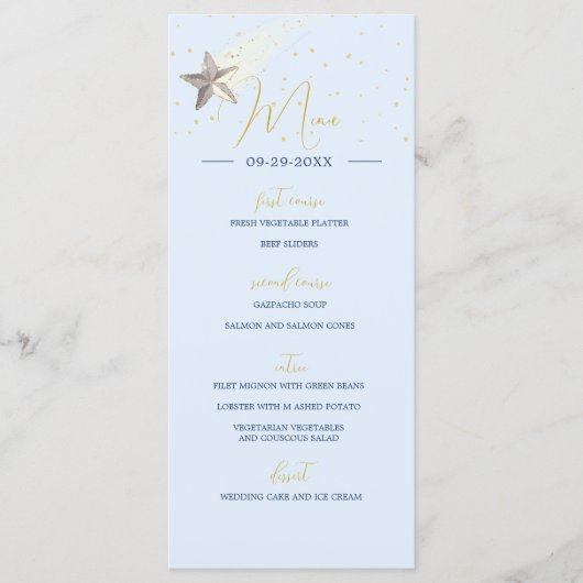 Moon Stars Celestial Night Elegantes Hochzeitsmenü Programm (Vorderseite)