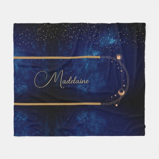 Moon Stars Celestial Sky Abend Fleecedecke (Vorderseite (Horizontal))