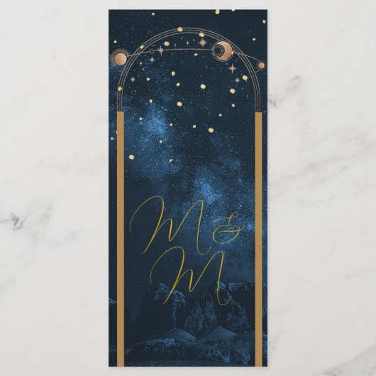 Moon Stars Celestial Sky Moderne Elegante Hochzeit Programm (Rückseite)